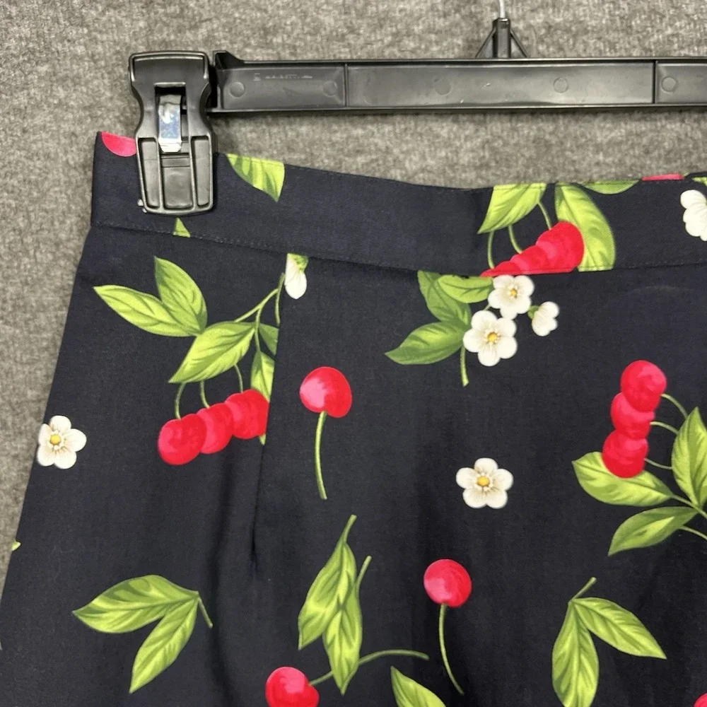 Vintage Briggs Skort Skirt Black Cherry Floral Size 8 Cotton Stretch High Rise